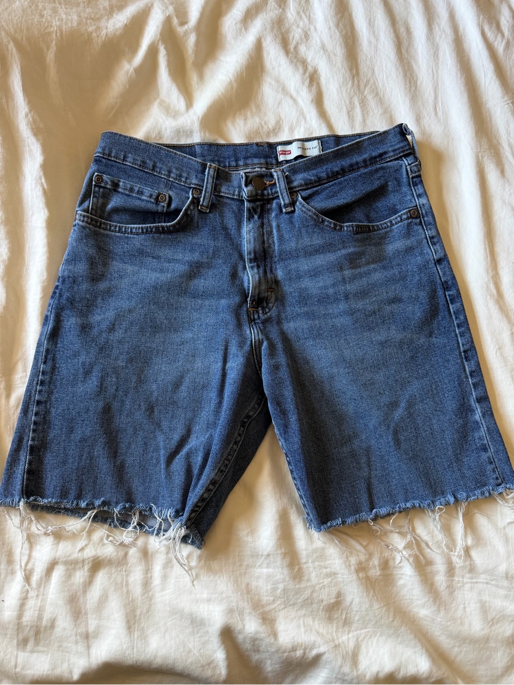 Wrangler Blue Denim Bermuda Cut Off Shorts